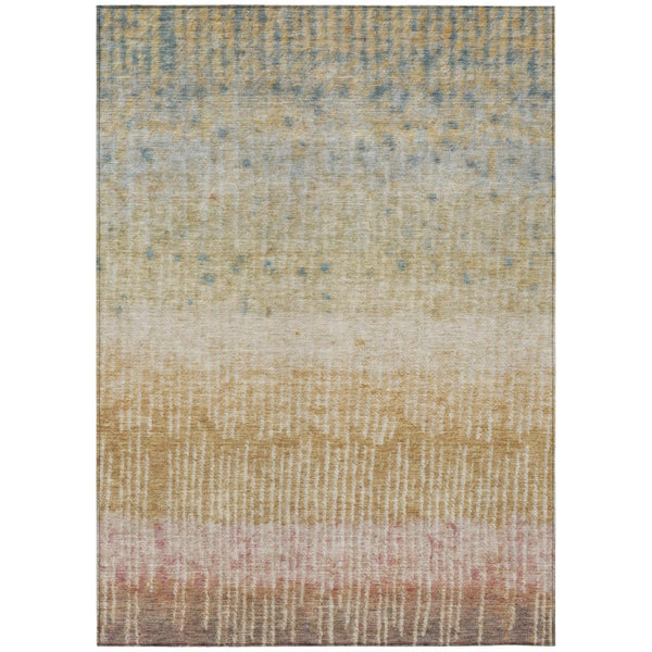 HomeRoots 8 X 10 Wheat Gold Abstract Polyester Area Rug Stain Resistant for Patio or Living Room 742508