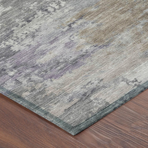 5 X 8 Gray Silver Abstract Polyester Area Rug Washable for Indoor Outdoor Use