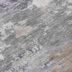 5 X 8 Gray Silver Abstract Polyester Area Rug Washable for Indoor Outdoor Use