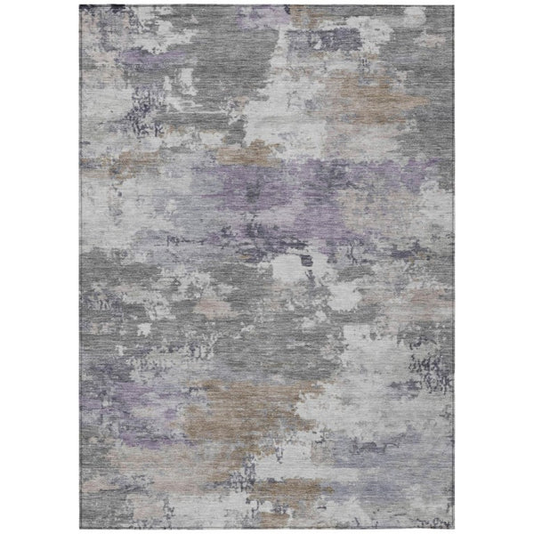 HomeRoots 10 X 14 Gray Silver Abstract Polyester Area Rug Washable for Indoor Outdoor Use 742522