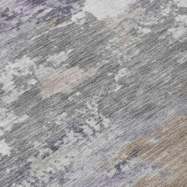 10 X 14 Gray Silver Abstract Polyester Area Rug Washable for Indoor Outdoor Use