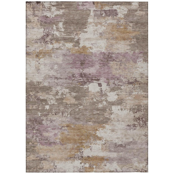 HomeRoots 8 X 10 Abstract Brown Blush Polyester Area Rug Stain Resistant for Patio or Living Room 742526