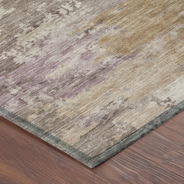 8 X 10 Abstract Brown Blush Polyester Area Rug Stain Resistant for Patio or Living Room