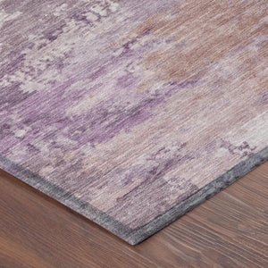 8 Foot Round Abstract Polyester Area Rug Washable Plum Purple Outdoor Safe