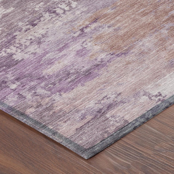 8 Foot Round Abstract Polyester Area Rug Washable Plum Purple Outdoor Safe