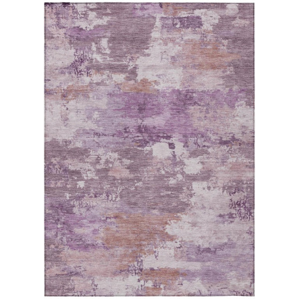 HomeRoots 9x12 Abstract Plum Purple Polyester Area Rug Washable Stain Resistant Indoor Outdoor 742533