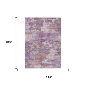 9x12 Abstract Plum Purple Polyester Area Rug Washable Stain Resistant Indoor Outdoor