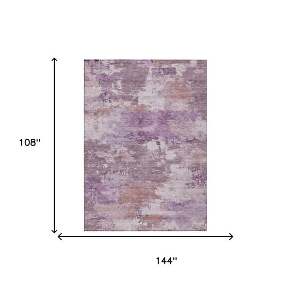 9x12 Abstract Plum Purple Polyester Area Rug Washable Stain Resistant Indoor Outdoor
