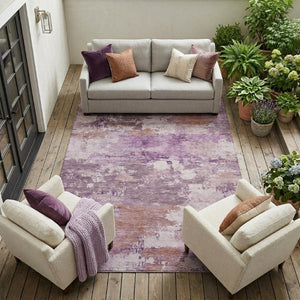 10 X 14 Purple Abstract Polyester Area Rug Washable for Indoor Outdoor Use