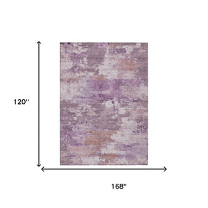 10 X 14 Purple Abstract Polyester Area Rug Washable for Indoor Outdoor Use