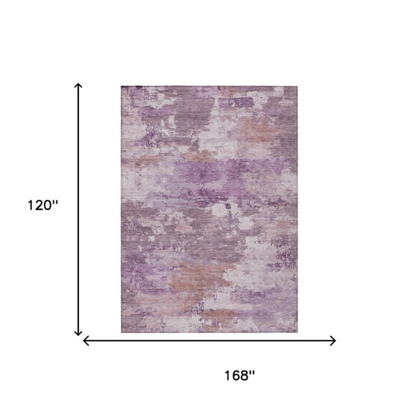 10 X 14 Purple Abstract Polyester Area Rug Washable for Indoor Outdoor Use