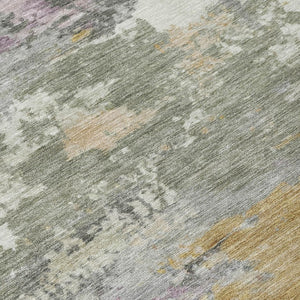 8 Ft X 10 Ft Sage Green Abstract Polyester Area Rug Stain Resistant Indoor Outdoor