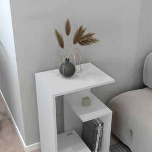 English Elm Side Table 25" H With 2 Shelves - Modern Compact Design For Small Spaces, Stylish & Eco-Friendly B097P296860-GIGA