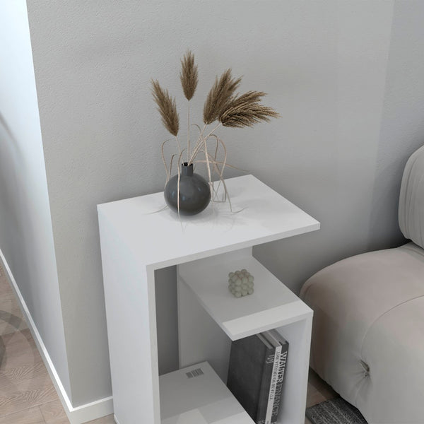 English Elm Side Table 25" H With 2 Shelves - Modern Compact Design For Small Spaces, Stylish & Eco-Friendly B097P296860-GIGA