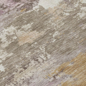 5x8 Taupe Brown Abstract Polyester Area Rug Washable Stain Resistant Indoor Outdoor