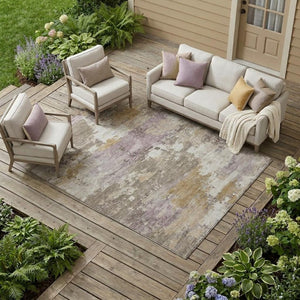 9 X 12 Taupe Brown Abstract Polyester Area Rug Stain Resistant Indoor Outdoor