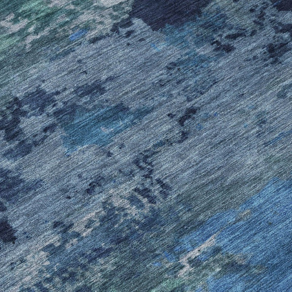 5 X 8 Abstract Blue Polyester Area Rug Washable Stain Resistant Indoor Outdoor