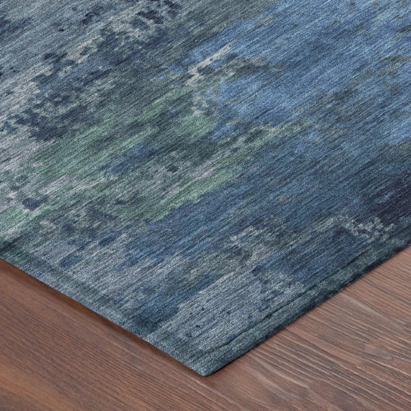 10 Ft X 14 Ft Abstract Polyester Area Rug Washable Indoor Outdoor Blue Tones