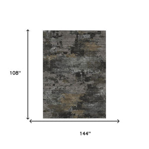 9 X 12 Pewter Gray Abstract Polyester Area Rug Stain Resistant for Patio or Living Room