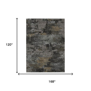10 X 14 Abstract Pewter Gray Polyester Rug Stain Resistant for Indoor Outdoor Use