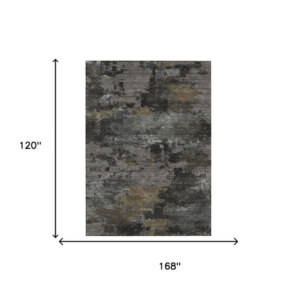 10 X 14 Abstract Pewter Gray Polyester Rug Stain Resistant for Indoor Outdoor Use