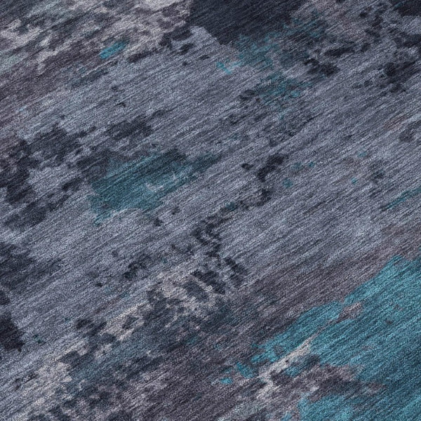 5x8 Teal Graphite Abstract Polyester Area Rug Stain Resistant for Patio or Living Room