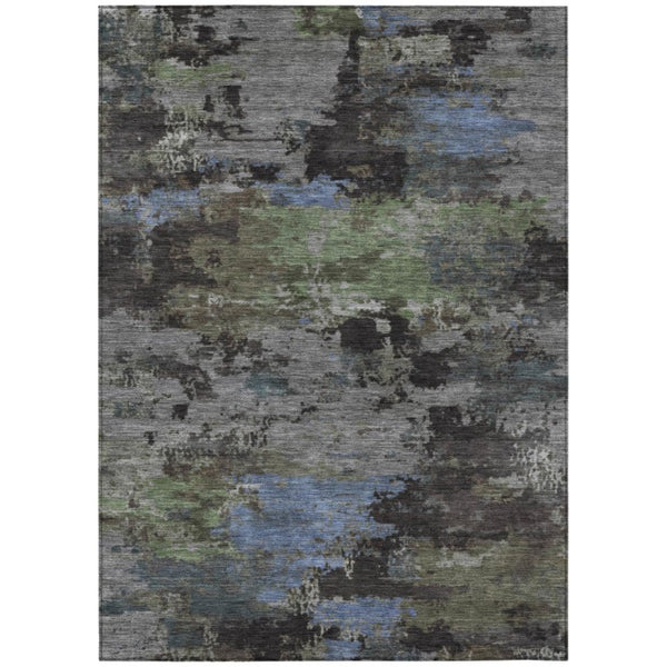 HomeRoots 5x8 Taupe Brown Abstract Polyester Area Rug Washable for Indoor Outdoor Spaces 742590