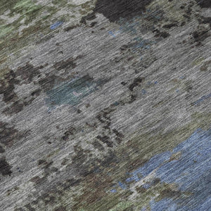 5x8 Taupe Brown Abstract Polyester Area Rug Washable for Indoor Outdoor Spaces