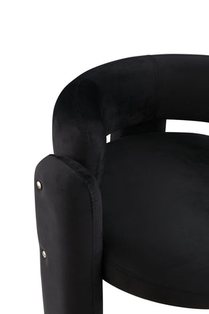 English Elm Accent Chair with Hollow Backrest for Ergonomic Support, Solid Wood Frame, Stylish Fabric Upholstery Black W1420P194054