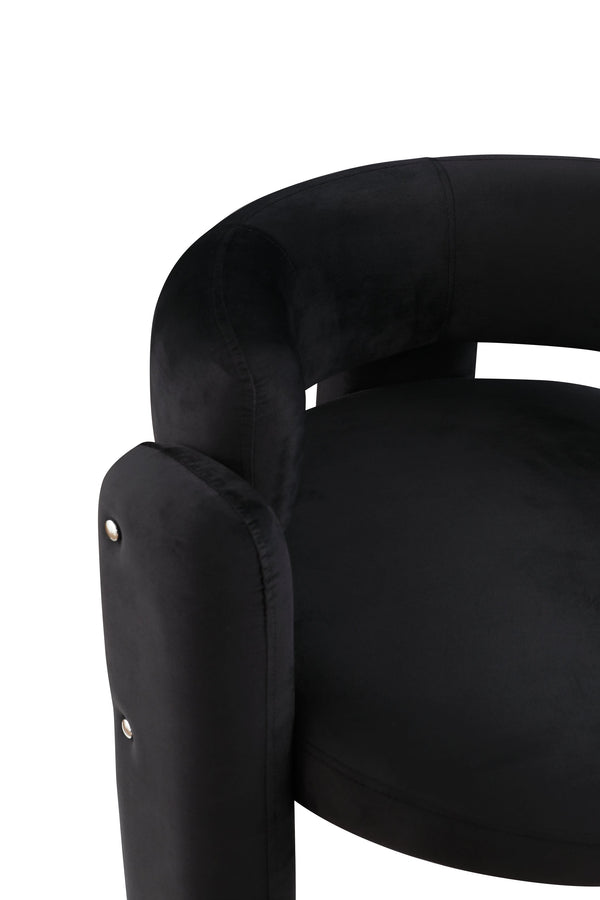 English Elm Accent Chair with Hollow Backrest for Ergonomic Support, Solid Wood Frame, Stylish Fabric Upholstery Black W1420P194054