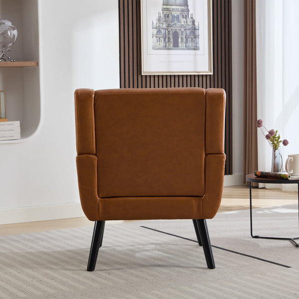 English Elm Modern Soft Leather Accent Chair with Ergonomic PU Upholstery, Solid Wood Black Legs, 250lb Capacity, Compact Living Room Seat W676P174742