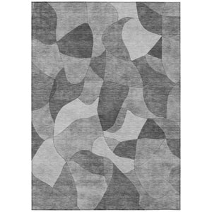 HomeRoots 5 X 8 Abstract Gray Silver Polyester Area Rug Washable for Indoor Outdoor Use 742620