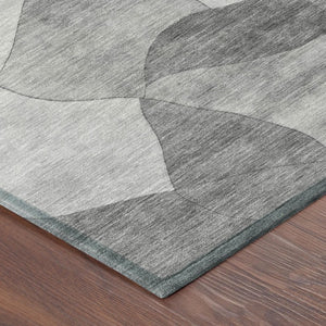 5 X 8 Abstract Gray Silver Polyester Area Rug Washable for Indoor Outdoor Use
