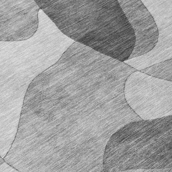 5 X 8 Abstract Gray Silver Polyester Area Rug Washable for Indoor Outdoor Use