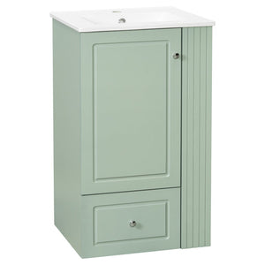 English Elm 20" Freestanding Bathroom Vanity Mdf Cabinet Ceramic Sink Open Shelves Powder Room Green N725P364210F