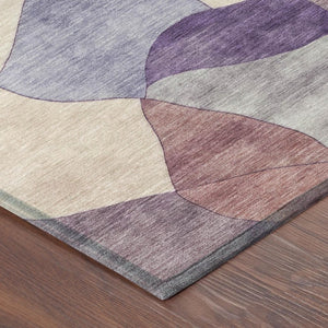 8x10 Plum Purple Abstract Polyester Area Rug Washable for Patio Porch or Living Room