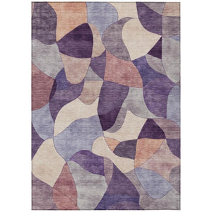 HomeRoots 9 X 12 Plum Purple Abstract Polyester Area Rug Washable for Indoor Outdoor Use 742641