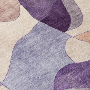 9 X 12 Plum Purple Abstract Polyester Area Rug Washable for Indoor Outdoor Use