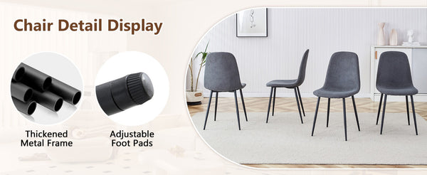 English Elm Table Set - Modern 71" Dining Table With Under-Table Storage & 6 Ergonomic Dark Gray Chairs For Comfort W1151S04263-GIGA