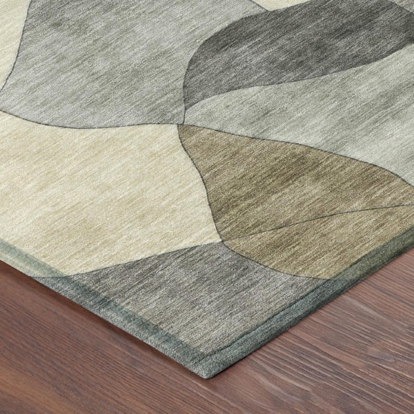 8x10 Pewter Gray Abstract Polyester Area Rug Washable for Indoor Outdoor Spaces
