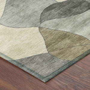 9x12 Pewter Gray Abstract Polyester Area Rug Washable for Indoor Outdoor Use