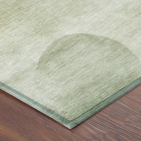 5x8 Green Ivory Geometric Polyester Area Rug Washable for Patio Porch or Living Room
