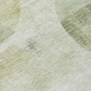 5x8 Green Ivory Geometric Polyester Area Rug Washable for Patio Porch or Living Room