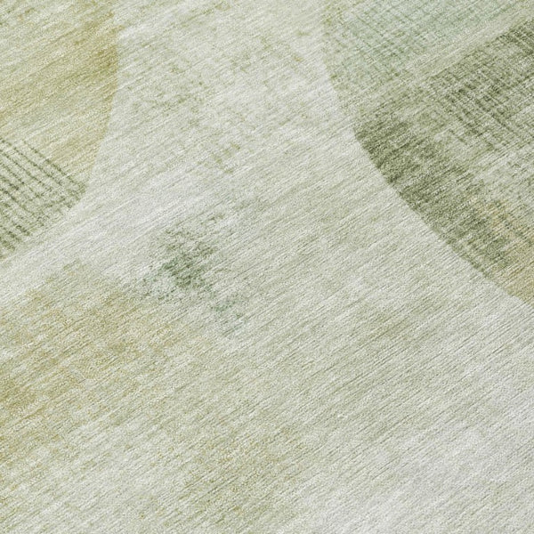 5x8 Green Ivory Geometric Polyester Area Rug Washable for Patio Porch or Living Room