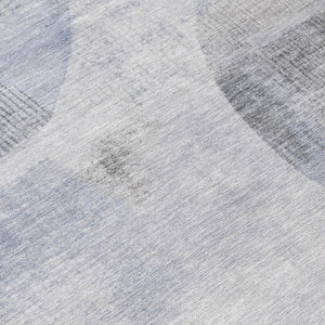 5x8 Blue Silver Geometric Polyester Area Rug Washable for Indoor Outdoor Use