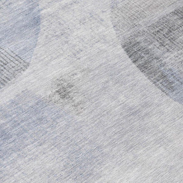 5x8 Blue Silver Geometric Polyester Area Rug Washable for Indoor Outdoor Use