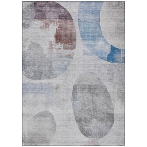 HomeRoots 10 X 14 Geometric Polyester Area Rug Washable Indoor Outdoor Blue Silver 742666