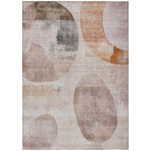 HomeRoots 8 Ft X 10 Ft Copper Orange Geometric Polyester Washable Rug for Patio or Living Room 742670