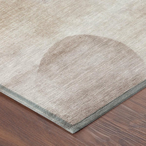 8 Ft X 10 Ft Copper Orange Geometric Polyester Washable Rug for Patio or Living Room
