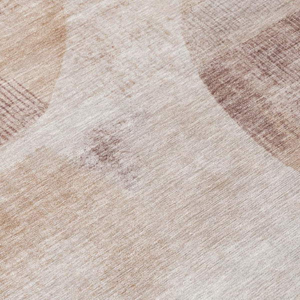 8 Ft X 10 Ft Copper Orange Geometric Polyester Washable Rug for Patio or Living Room